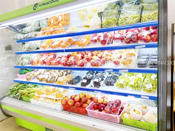 tủ bảo quản rau củ quả dài 2m5 cong xanh