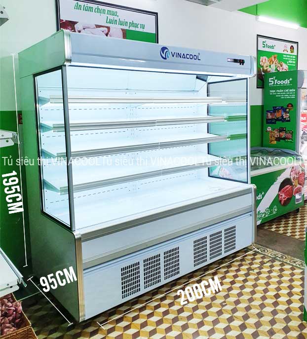 kích thước tủ mát bảo quản rau củ 2m vuông trắng