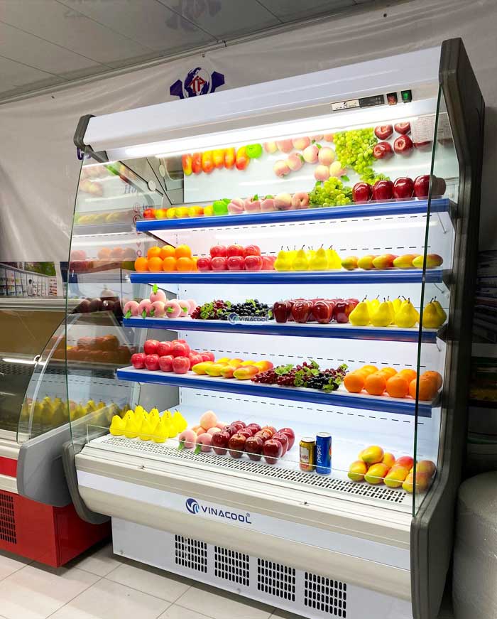 tủ mát siêu thị 1m5 cong trắng