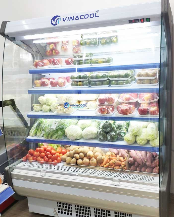 tủ mát trưng bày rau củ dài 1m5 cong trắng