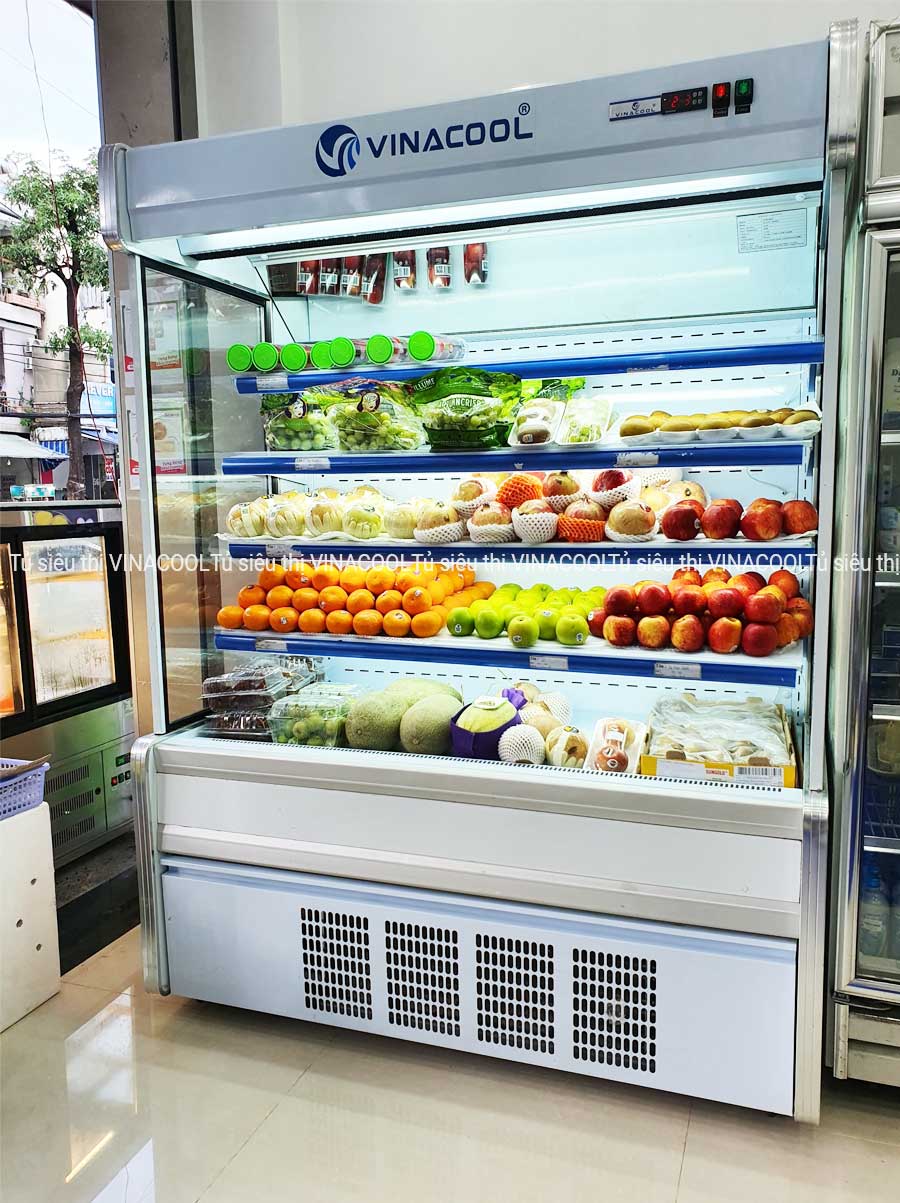 tủ mát trưng bày thực phẩm 1m5 vuông trắng