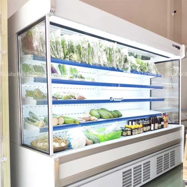 tủ siêu thị dài 2m5 vuông trắng