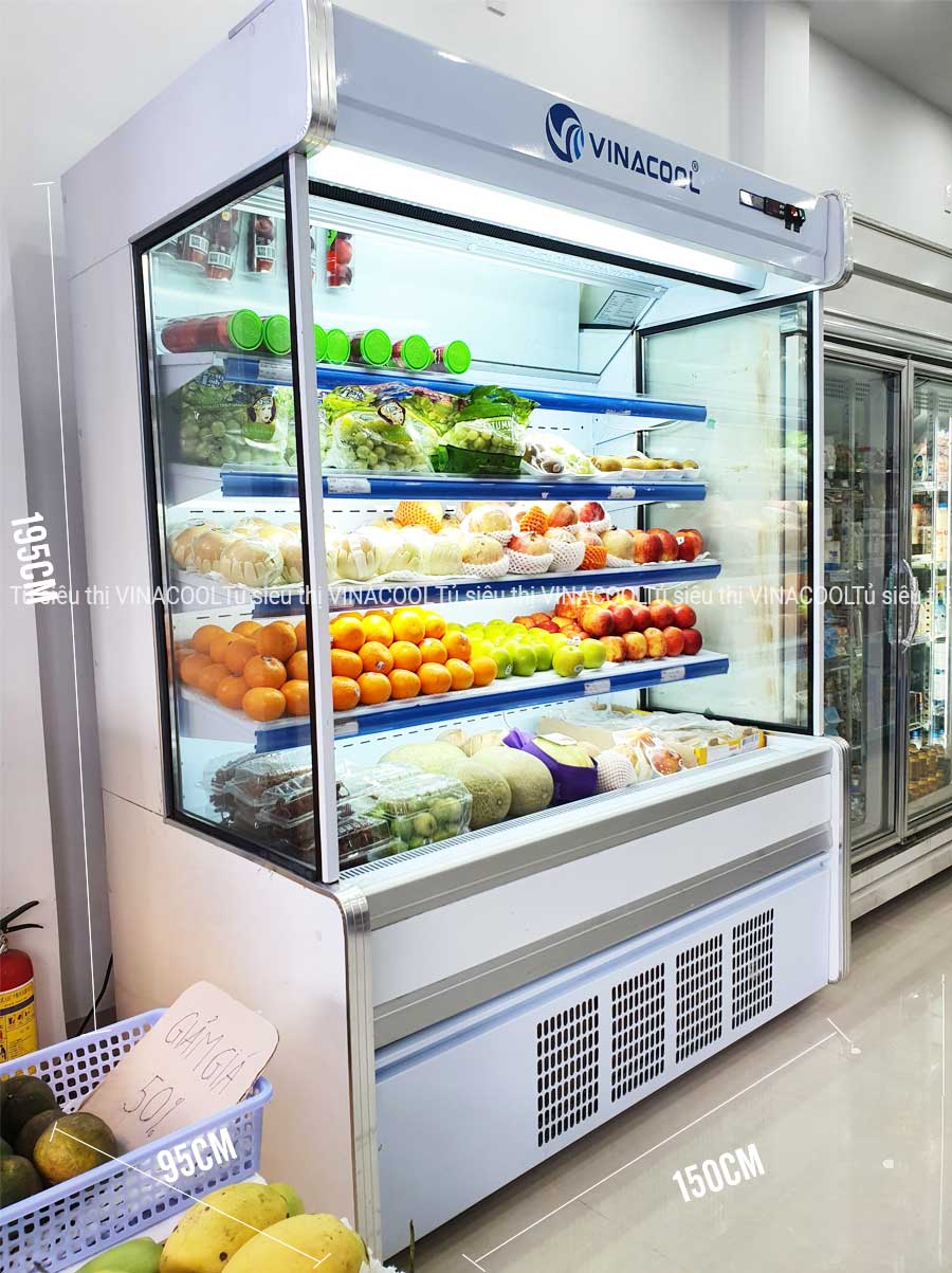 kích thước tủ mát trưng bày 1m5 vuông trắng