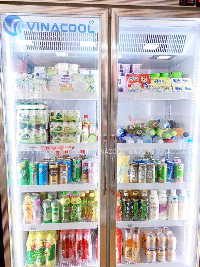 tủ mát vinacool 2 cánh trưng bày nước ngọt
