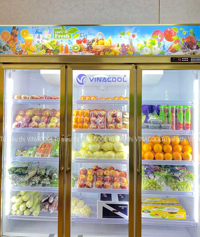tủ mát trưng bày hoa quả vàng